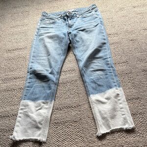 Derek Lam Two-Tone Light Blue and White Denim Pant Leg